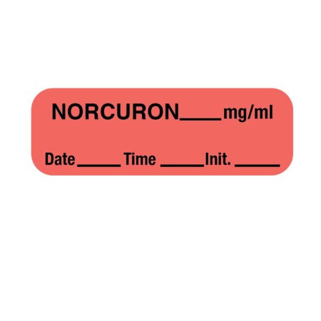 Nevs Label, Norcuron 1/2" x 1-1/2" Flr Red w/Black LANT-1562D